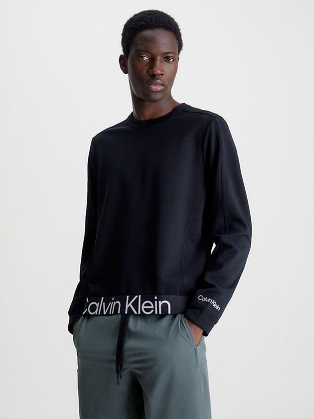 Calvin Klein USA Textured Twill Mens Sweatshirt Black 5962308-QA